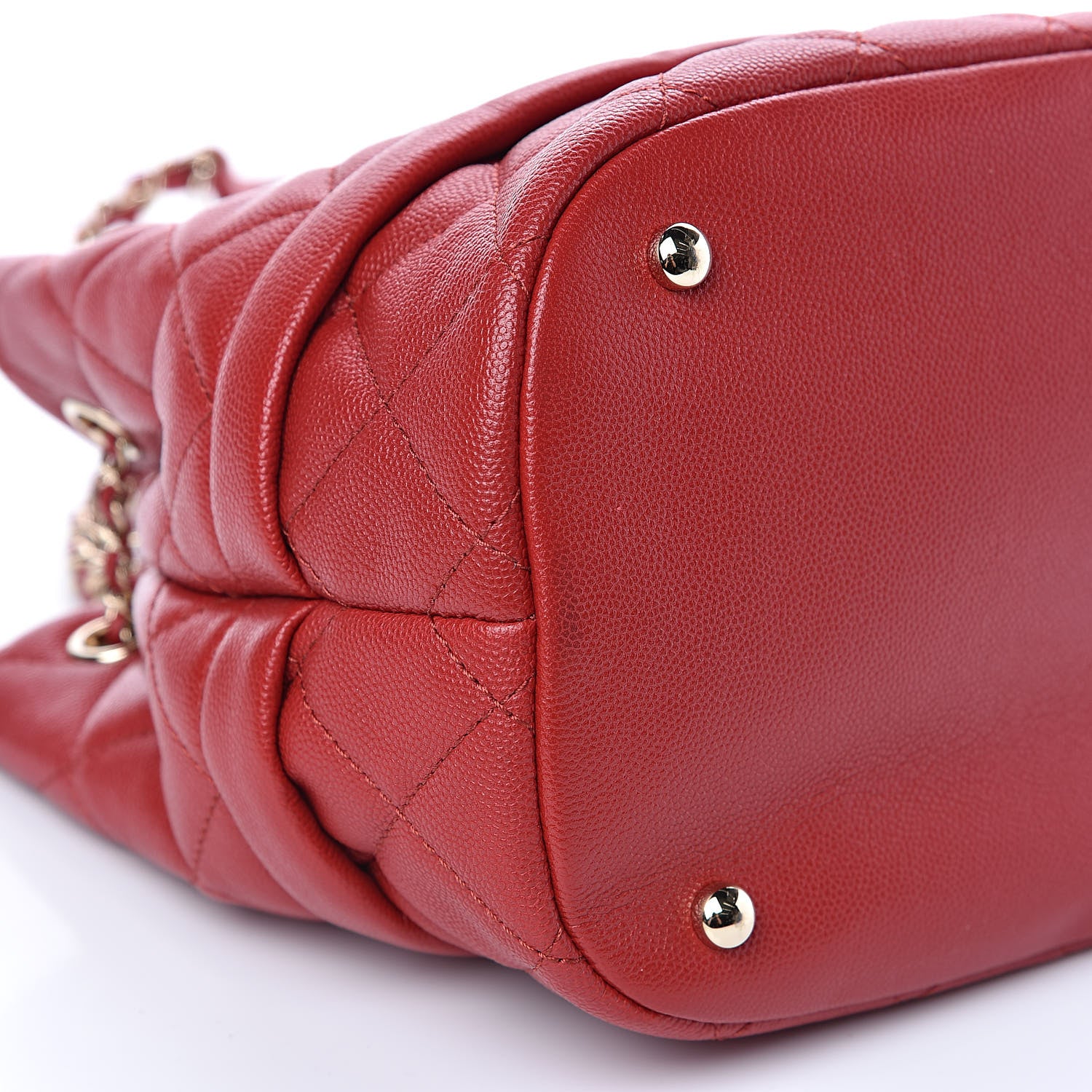 Chanel Caviar Quilted Rolled Up Bucket Drawstring Bag Red 8 of 10