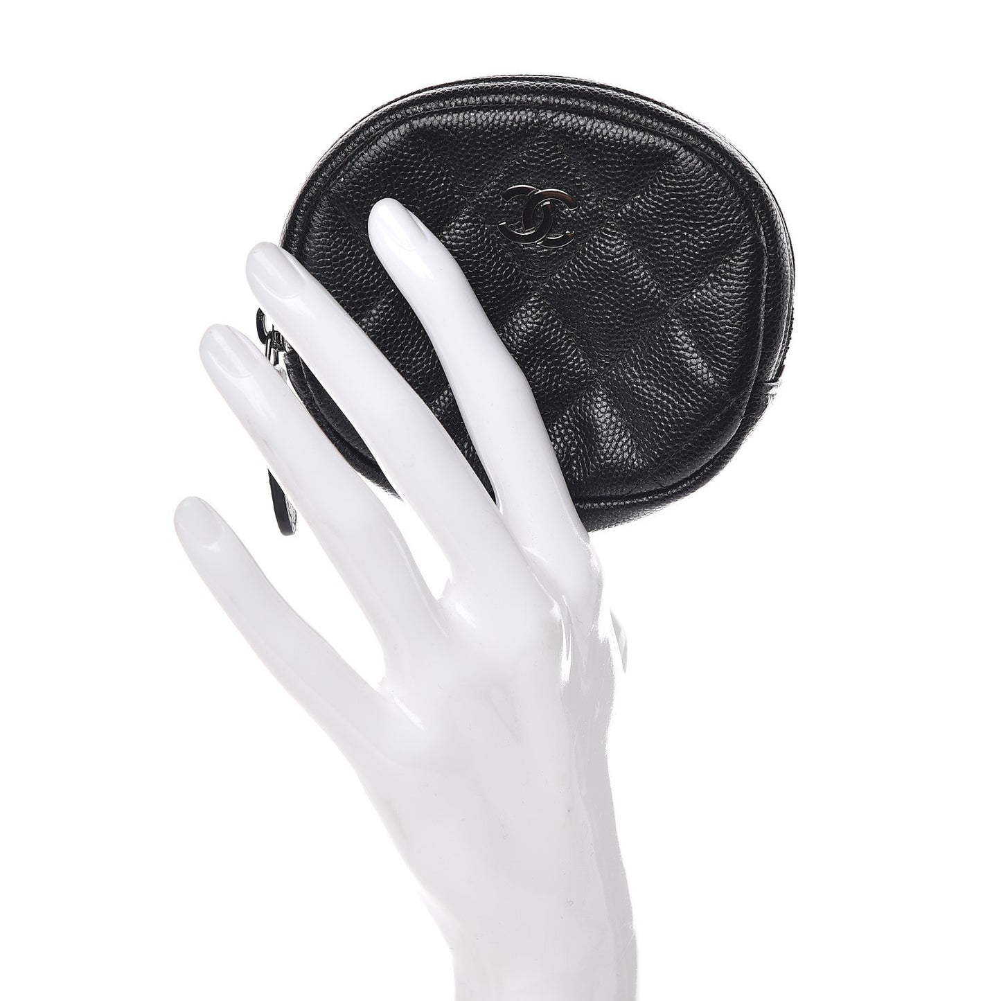 Iridescent Caviar Quilted Zip Around Classic Coin Purse Black