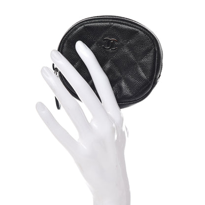 Chanel Iridescent Caviar Quilted Zip Around Classic Coin Purse Black 2 of 8