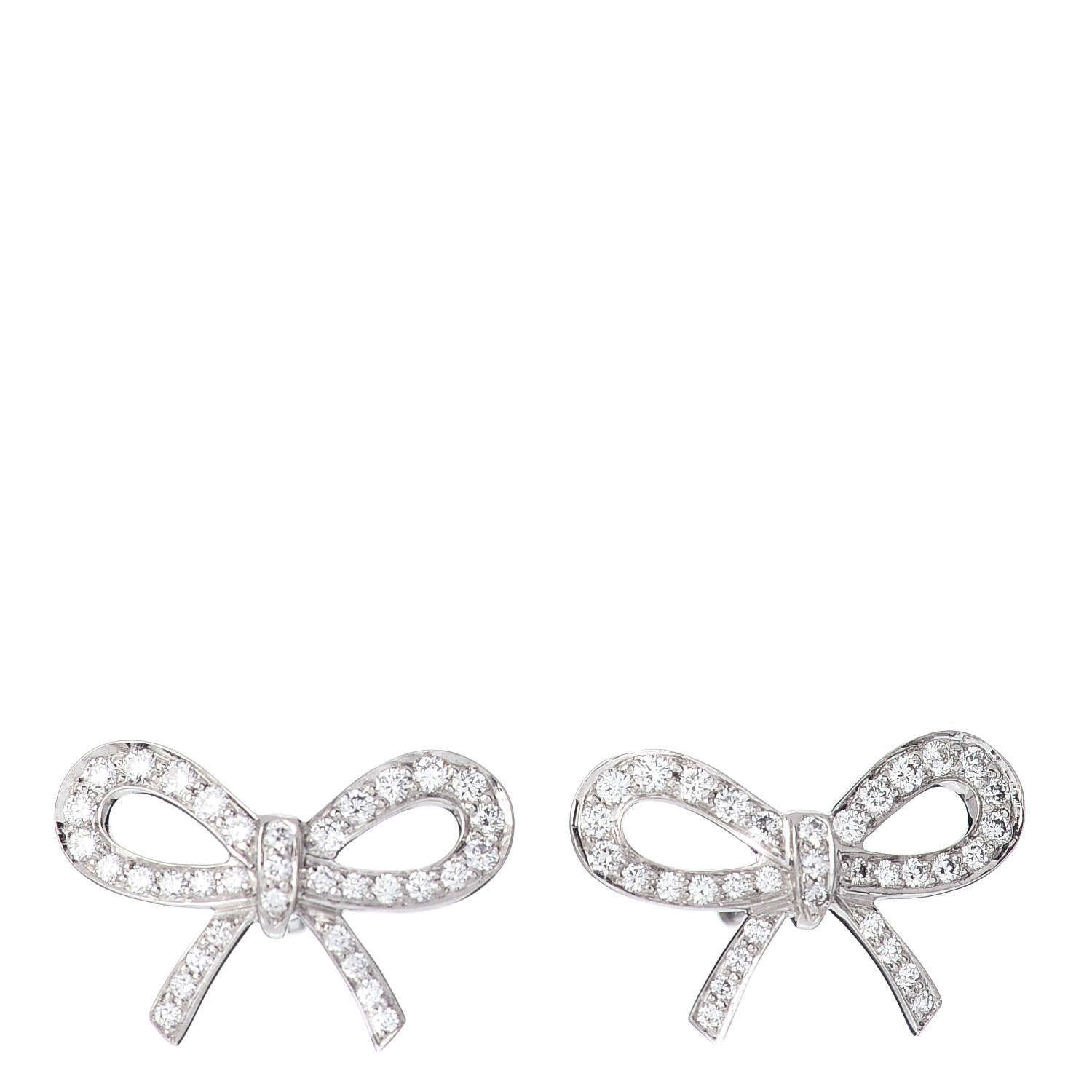 Tiffany Platinum Diamond Bow Earrings 1 of 3