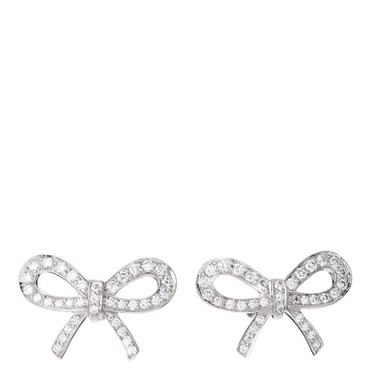 Tiffany Platinum Diamond Bow Earrings 1 of 3