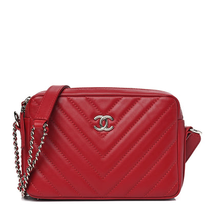 Chanel Lambskin Chevron Quilted Small Promenade Camera Dark Red 1 of 4
