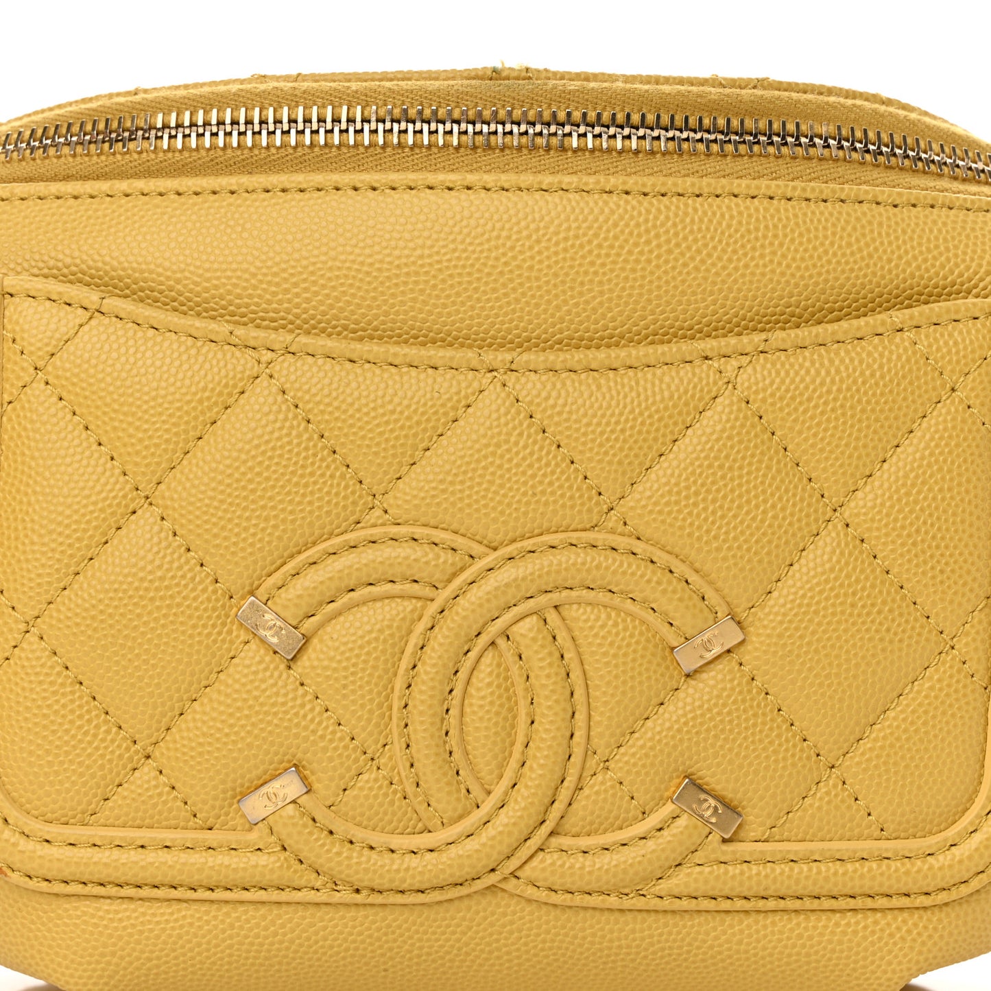 Caviar Quilted Filigree Waist Bag Yellow