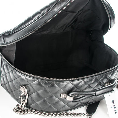 Chanel Calfskin Quilted Large Airlines Round Trip Bowling Bag Black 5 of 6