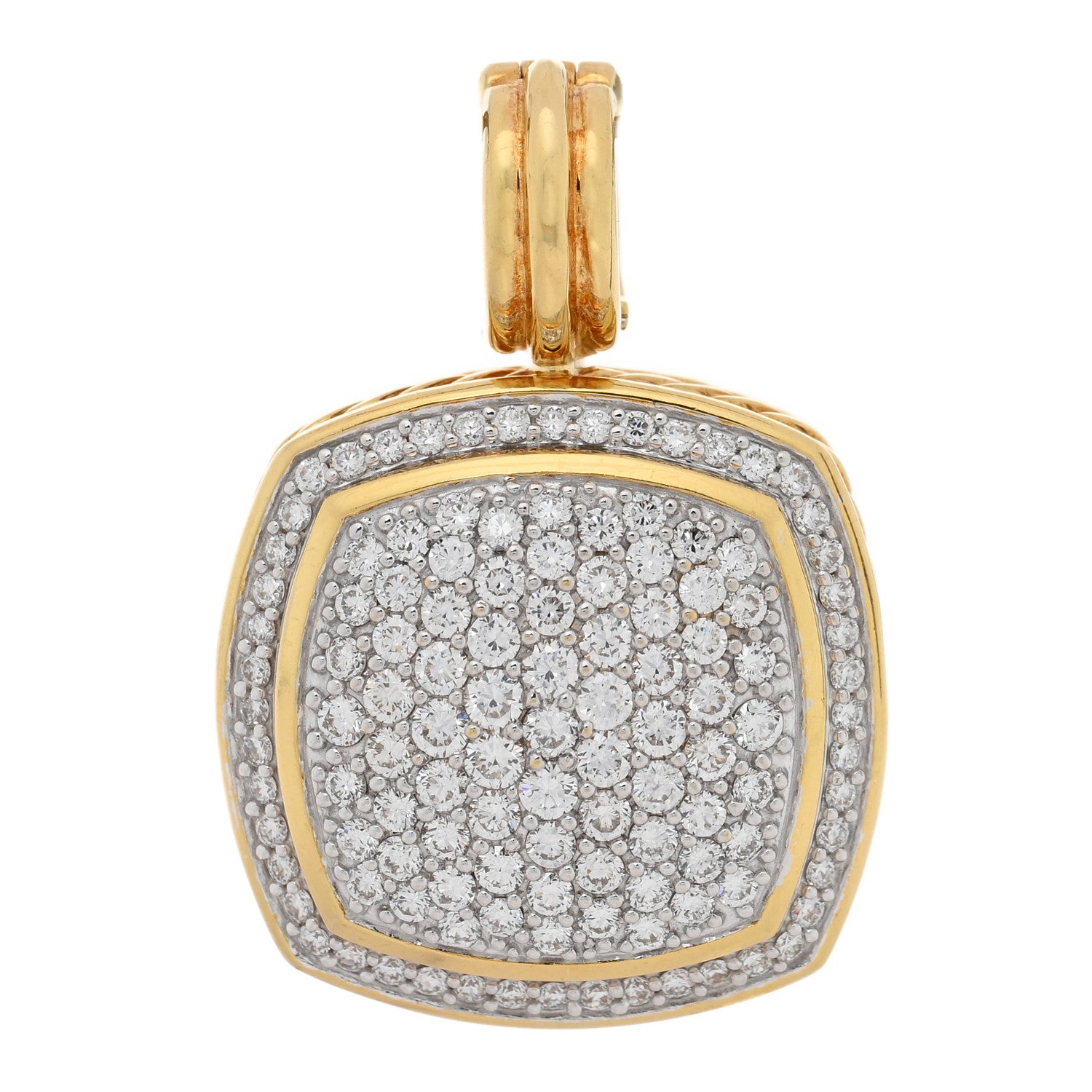 David Yurman 18K Yellow Gold Diamond 17mm Albion Enhancer Pendant 1 of 3