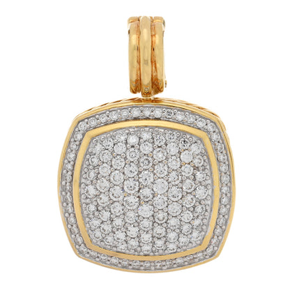 David Yurman 18K Yellow Gold Diamond 17mm Albion Enhancer Pendant 1 of 3