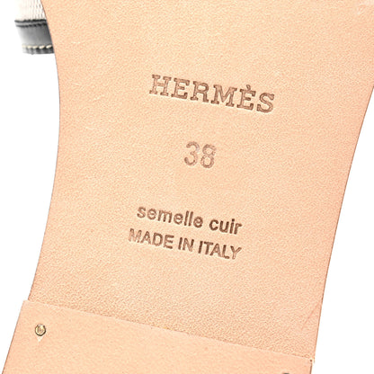 Hermes Canvas Calfskin Oran Sandals 38 Prunoir Black 7 of 10