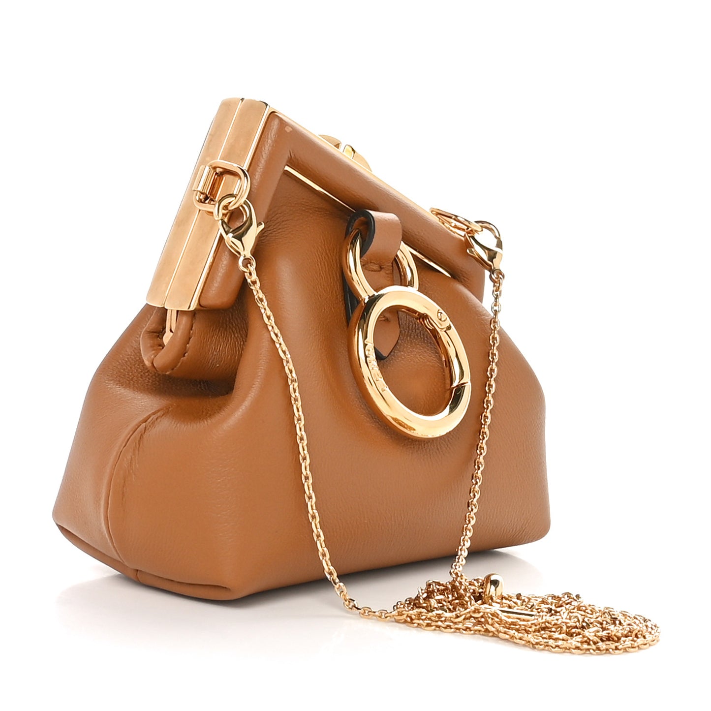 Shiny Nappa Nano Fendi First Bag Charm Caramello