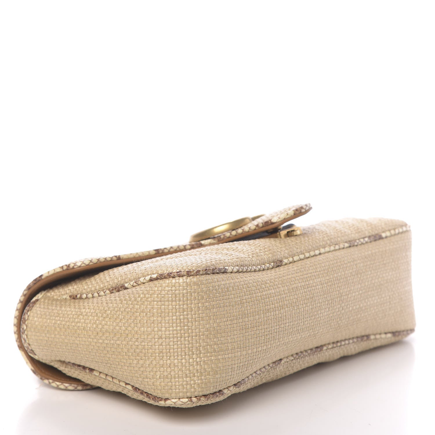 Gucci Raffia Elaphe Matelasse Small GG Marmont Shoulder Bag Natural Cream Brown 4 of 11