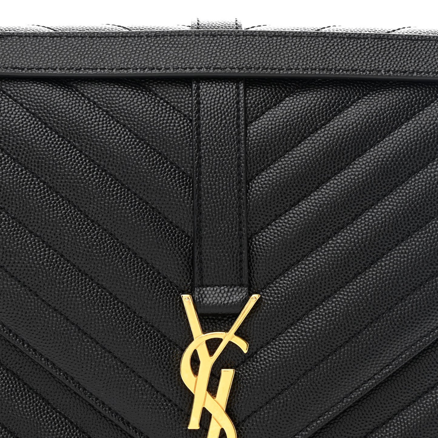 Grain De Poudre Matelasse Chevron Large Monogram Satchel Black