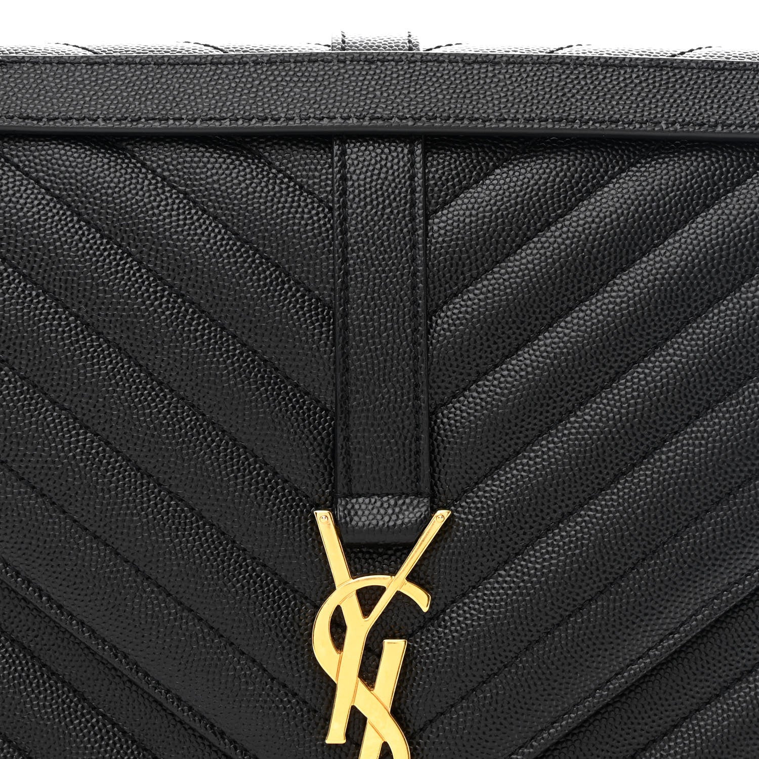 Saint Laurent Grain De Poudre Matelasse Chevron Large Monogram Satchel Black 7 of 9