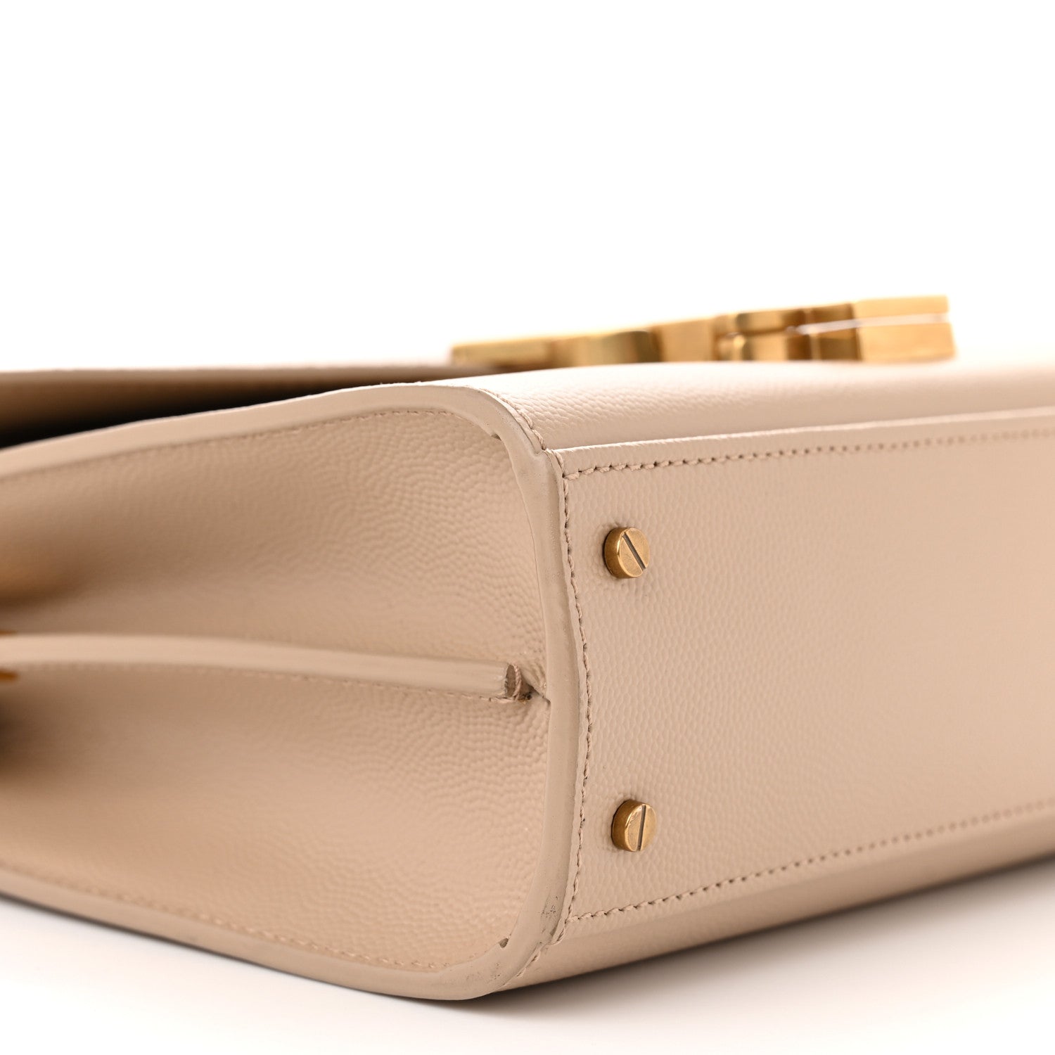 Saint Laurent Grain de Poudre Mini Classic Monogram Cassandra Top Handle Beige 9 of 11