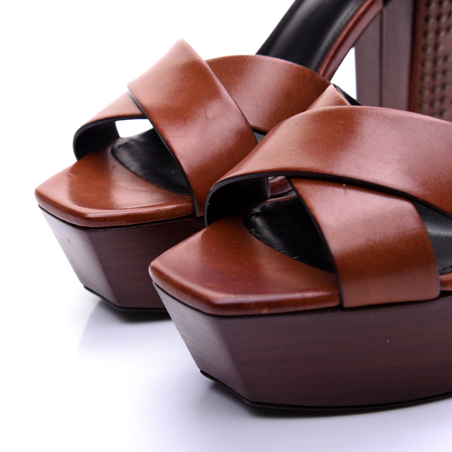 Calfskin Studded Farrah 80 Platform Sandals 40 Brown