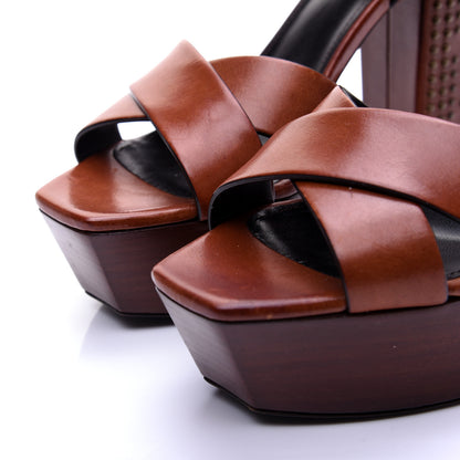 Saint Laurent Calfskin Studded Farrah 80 Platform Sandals 40 Brown 5 of 10