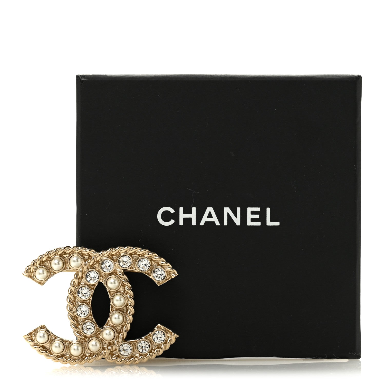 Chanel Pearl Crystal April In Paris CC Brooch Gold 4 of 4