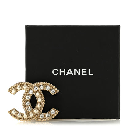 Chanel Pearl Crystal April In Paris CC Brooch Gold 4 of 4