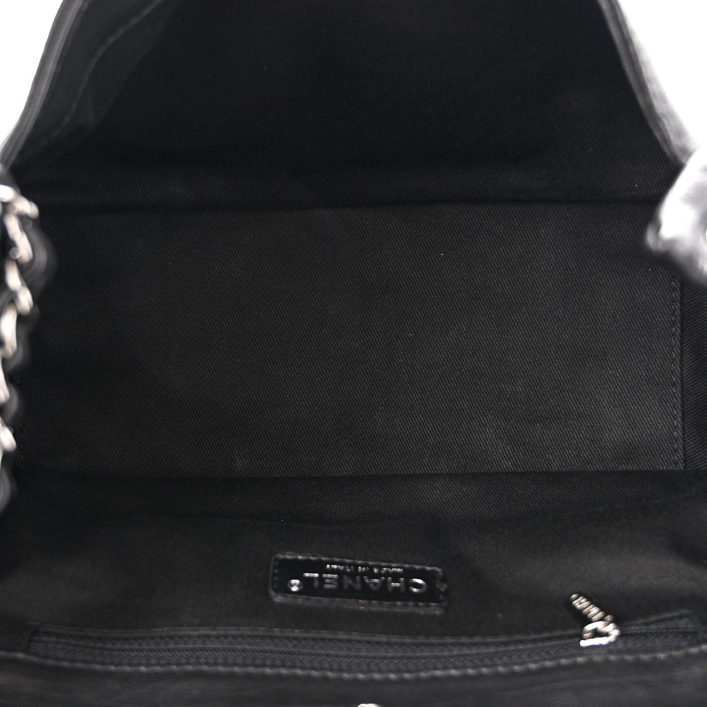 Calfskin Diamond Stitch Accordion Flap Black