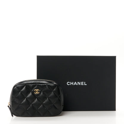 Chanel Caviar Quilted Small Curvy Pouch Cosmetic Case Black 9 of 9