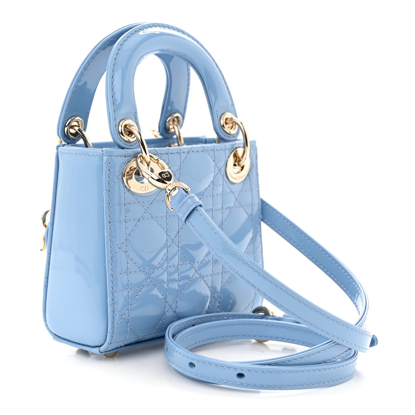 Patent Cannage Micro Lady Dior Cornflower Blue