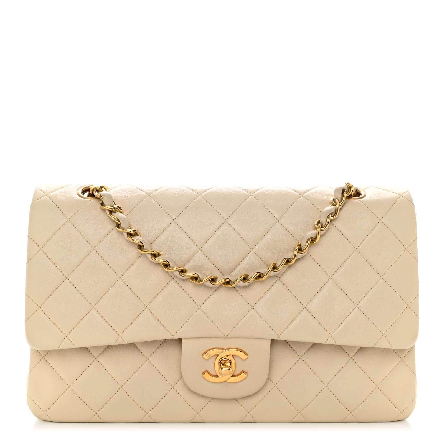 Chanel Lambskin Quilted Medium Double Flap Beige 1 of 12