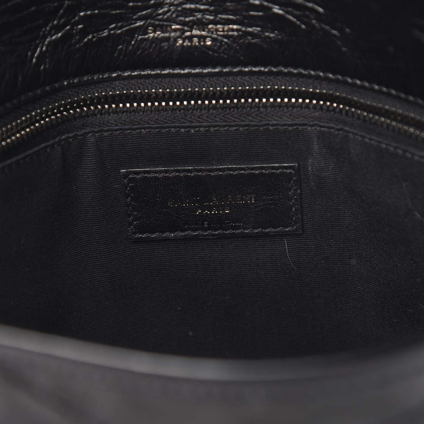 Crinkled Calfskin Matelasse Monogram Medium Niki Chain Satchel Black