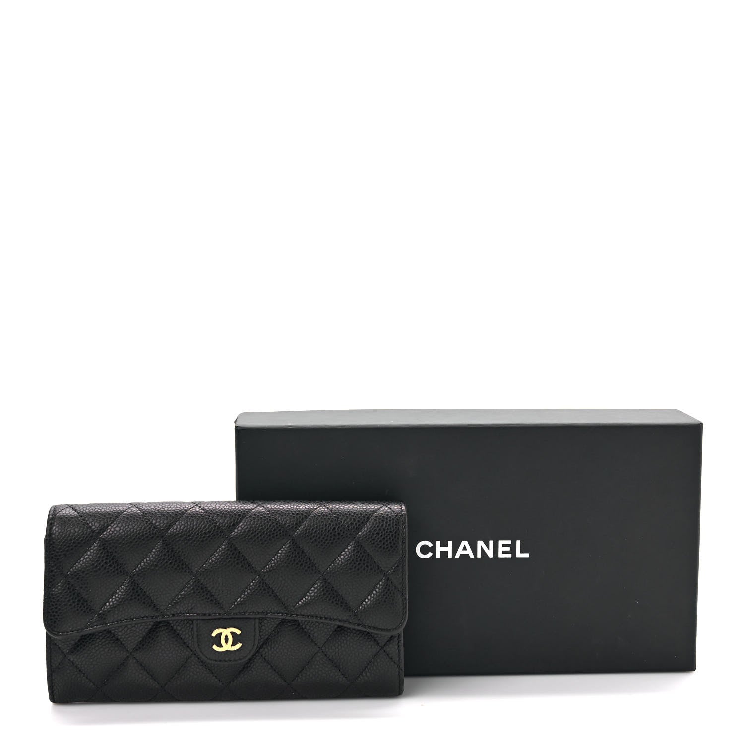 Chanel Caviar Quilted Large Gusset Flap Wallet Black 9 of 9