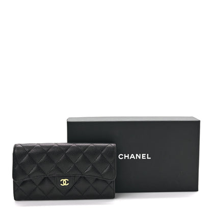 Chanel Caviar Quilted Large Gusset Flap Wallet Black 9 of 9