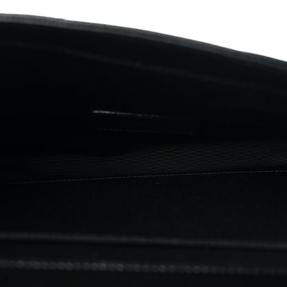 Saint Laurent Grain De Poudre Matelasse Chevron Monogram Envelope Clutch Black 5 of 12