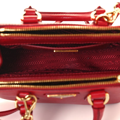 Prada Saffiano Lux Micro Galleria Double Zip Tote Fuoco 5 of 12