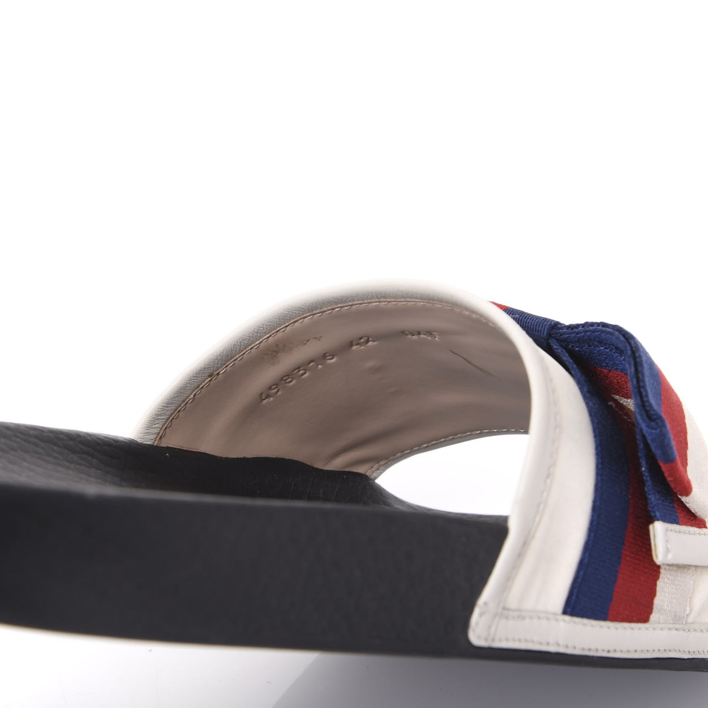 Satin Web Sylvie Bow Slide Sandals 42 White