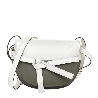 Loewe Calfskin Small Gate Crossbody Bag Khaki Green Soft White 1 of 10