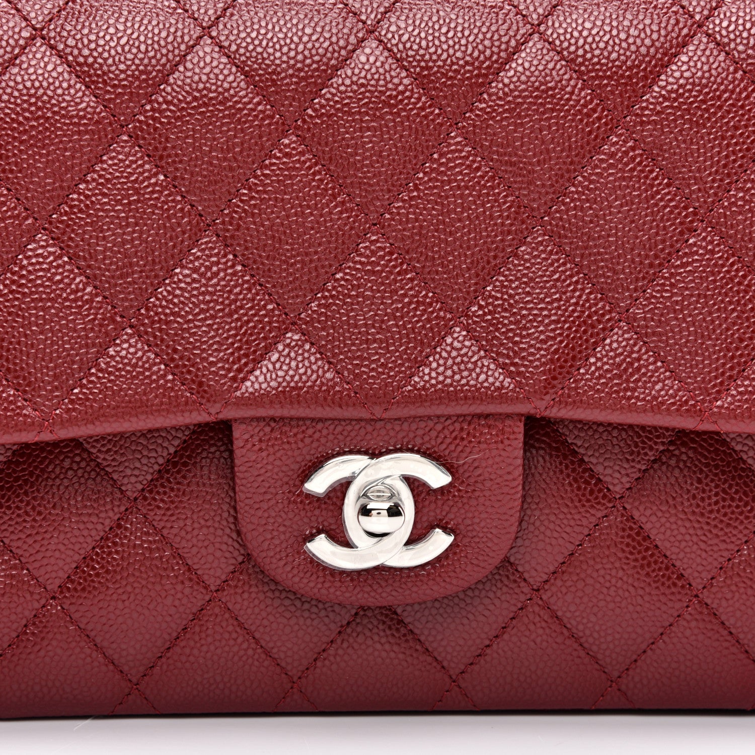 Chanel Caviar Quilted Medium Double Flap Burgundy 10 of 11
