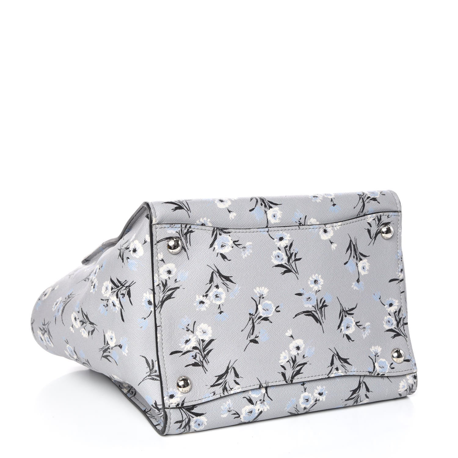 Prada Soft Saffiano Floral Print Twin Pocket Tote Acciaio 5 of 7