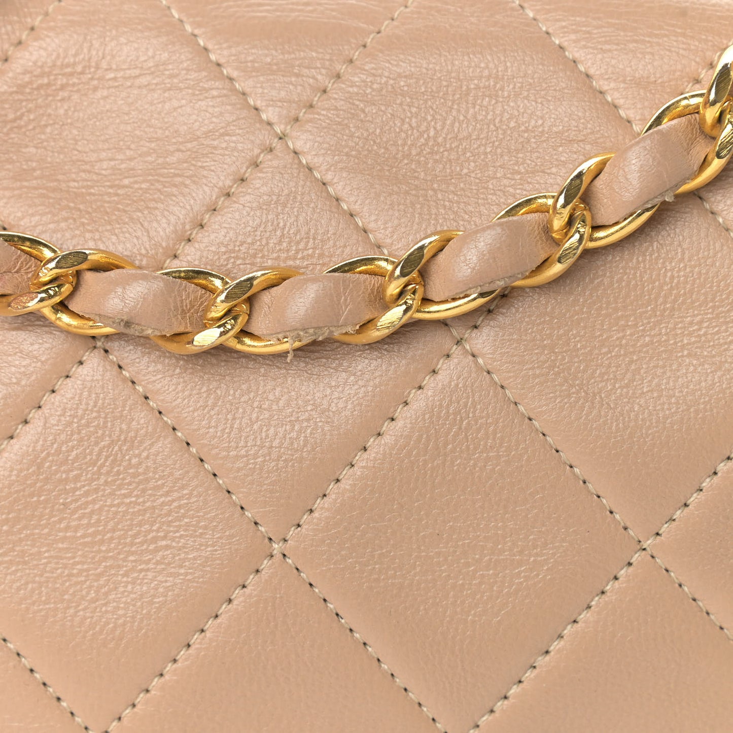Lambskin Quilted Small Single Flap Beige