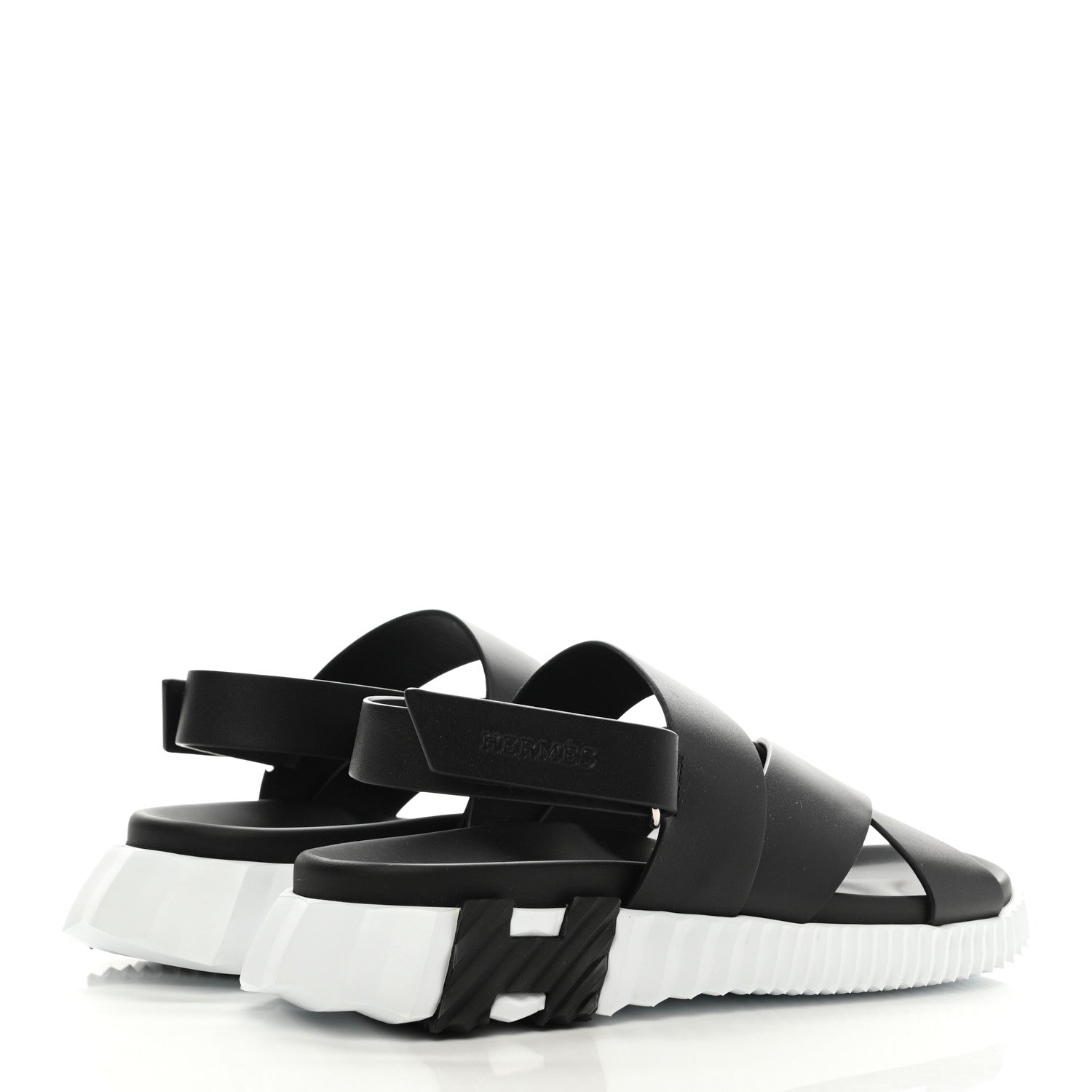 Hermes Calfskin Goatskin Mens Electric Sandals 43 Black White 4 of 9