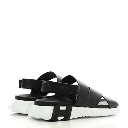 Hermes Calfskin Goatskin Mens Electric Sandals 43 Black White 4 of 9