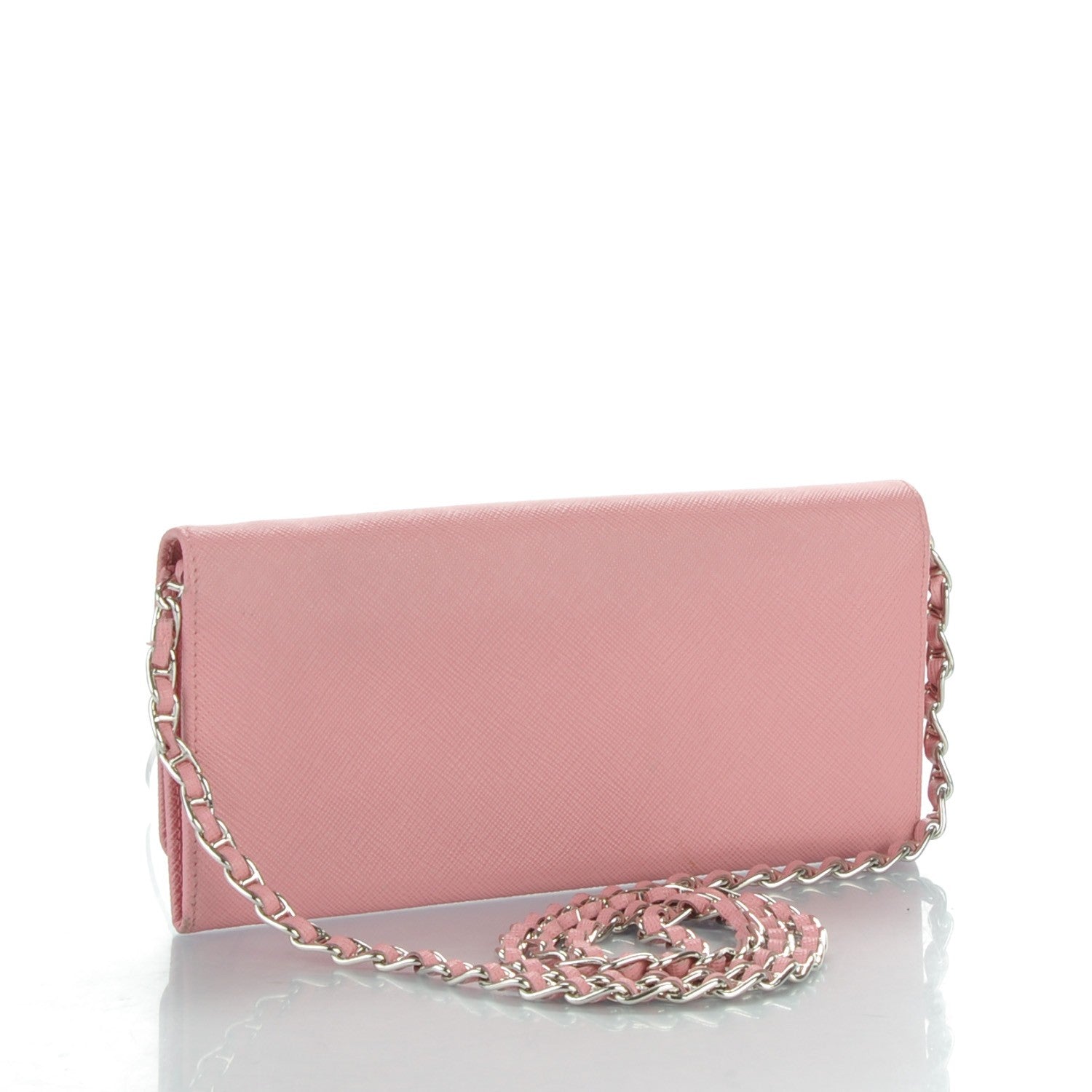 Prada Saffiano Metal Oro Chain Wallet Petalo 3 of 7