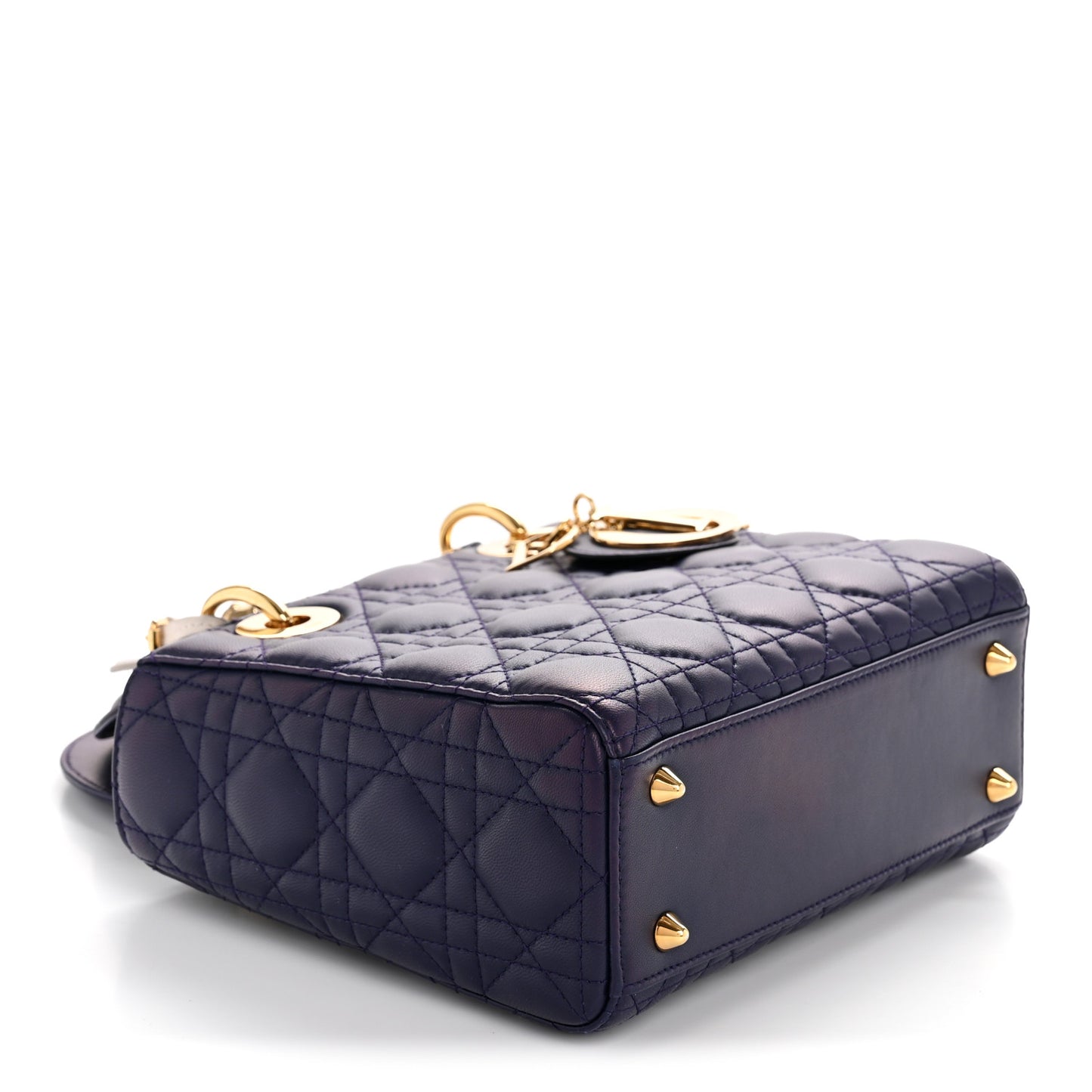 Lambskin Cannage Small Jeweled Owl Lady Dior Blue