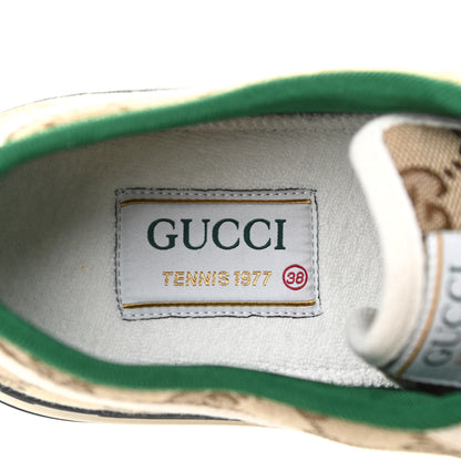 Gucci GG Monogram Web Womens 1977 Tennis Sneakers 38 Beige Ebony Mystic White 7 of 7