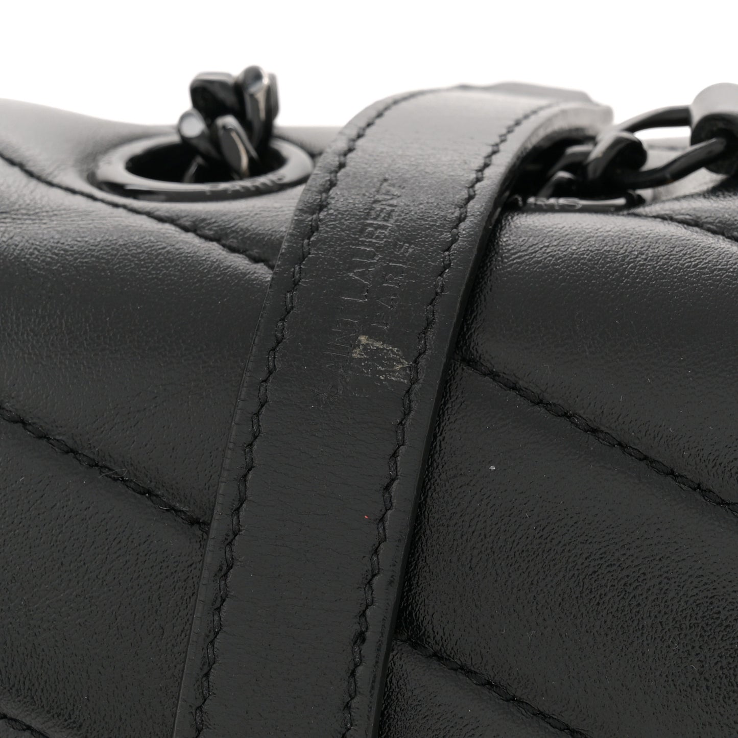 Calfskin Y Quilted Monogram Monochrome Medium Loulou Chain Satchel Black
