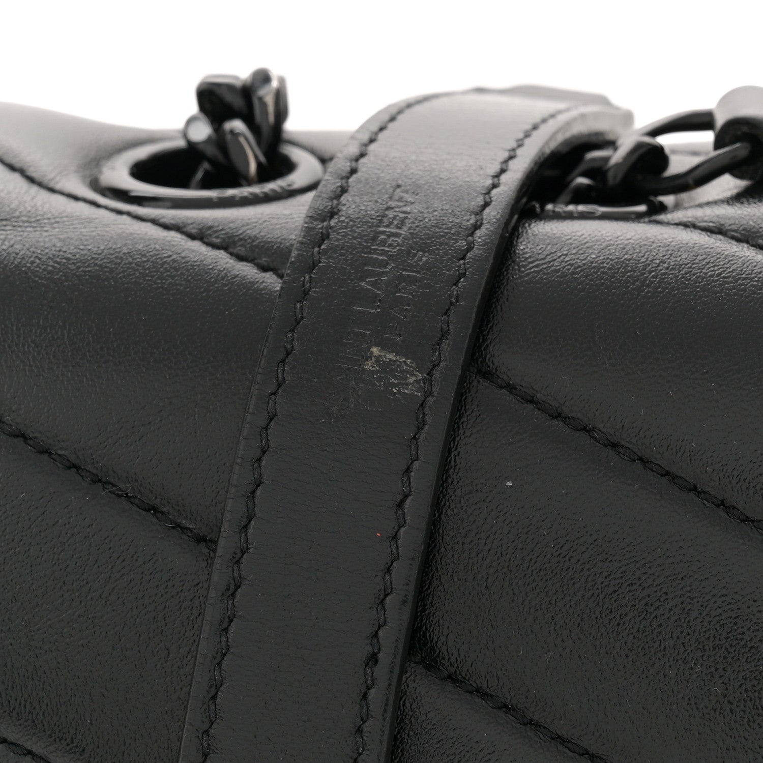 Saint Laurent Calfskin Y Quilted Monogram Monochrome Medium Loulou Chain Satchel Black 12 of 15
