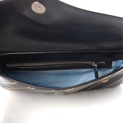 Gucci Calfskin Diagonal GG Medium Thiara Double Envelope Shoulder Bag Black Red 8 of 11