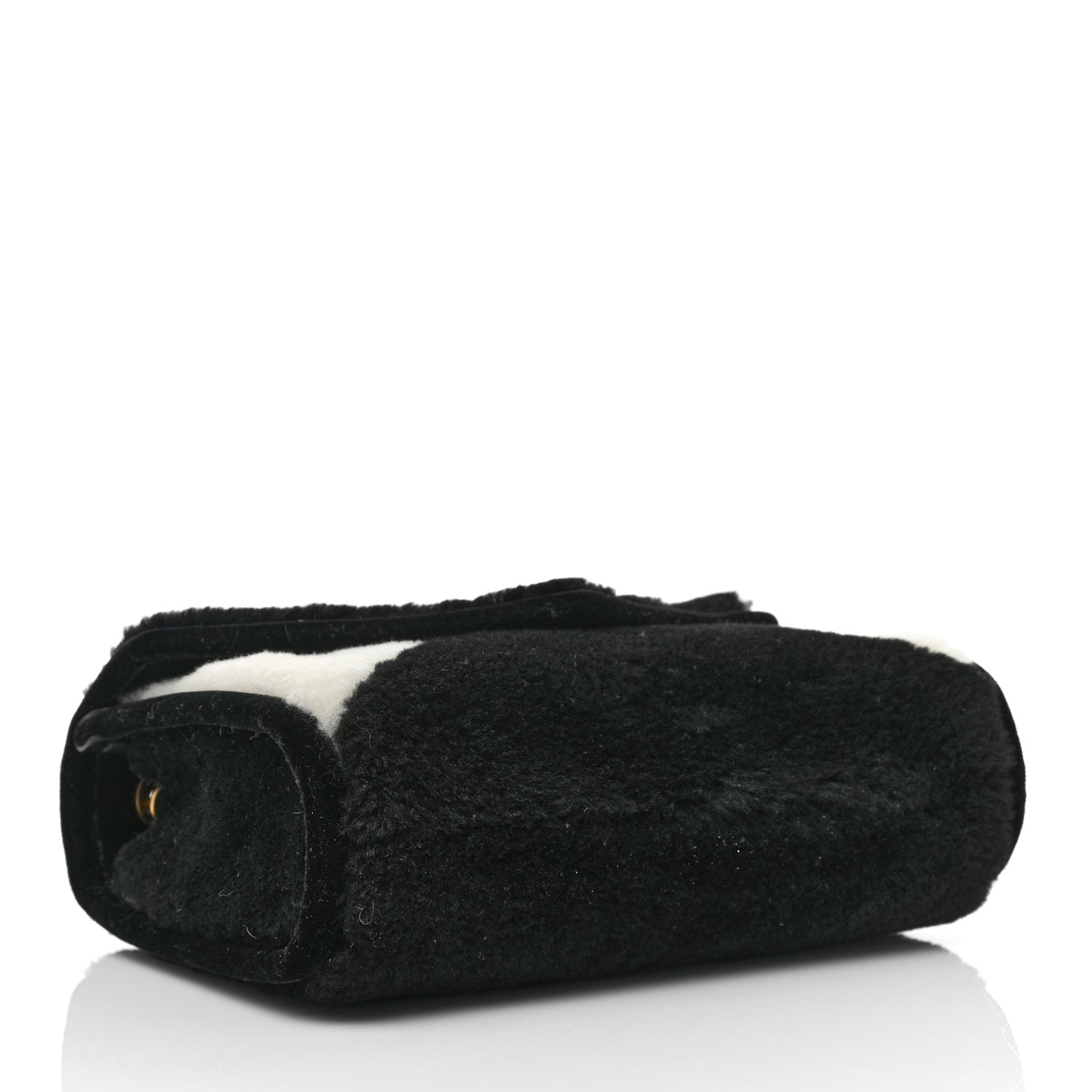 Shearling Checkered Flap Bag Black White