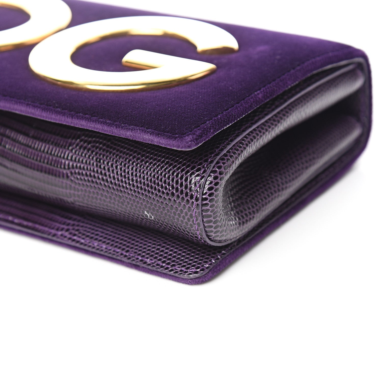 Dolce & Gabbana Velvet Lizard Calfskin Embossed DG Shoulder Bag Purple 7 of 7
