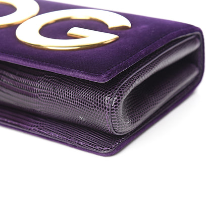 Dolce & Gabbana Velvet Lizard Calfskin Embossed DG Shoulder Bag Purple 7 of 7