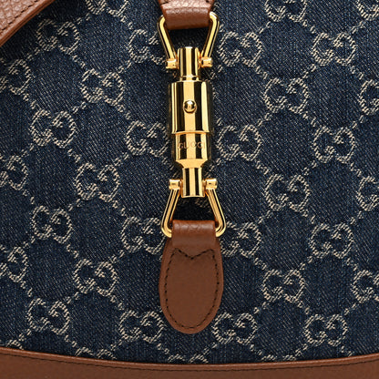 Gucci New Denim GG Monogram Calfskin Small Jackie 1961 Hobo Blue Tea Cuir 8 of 10