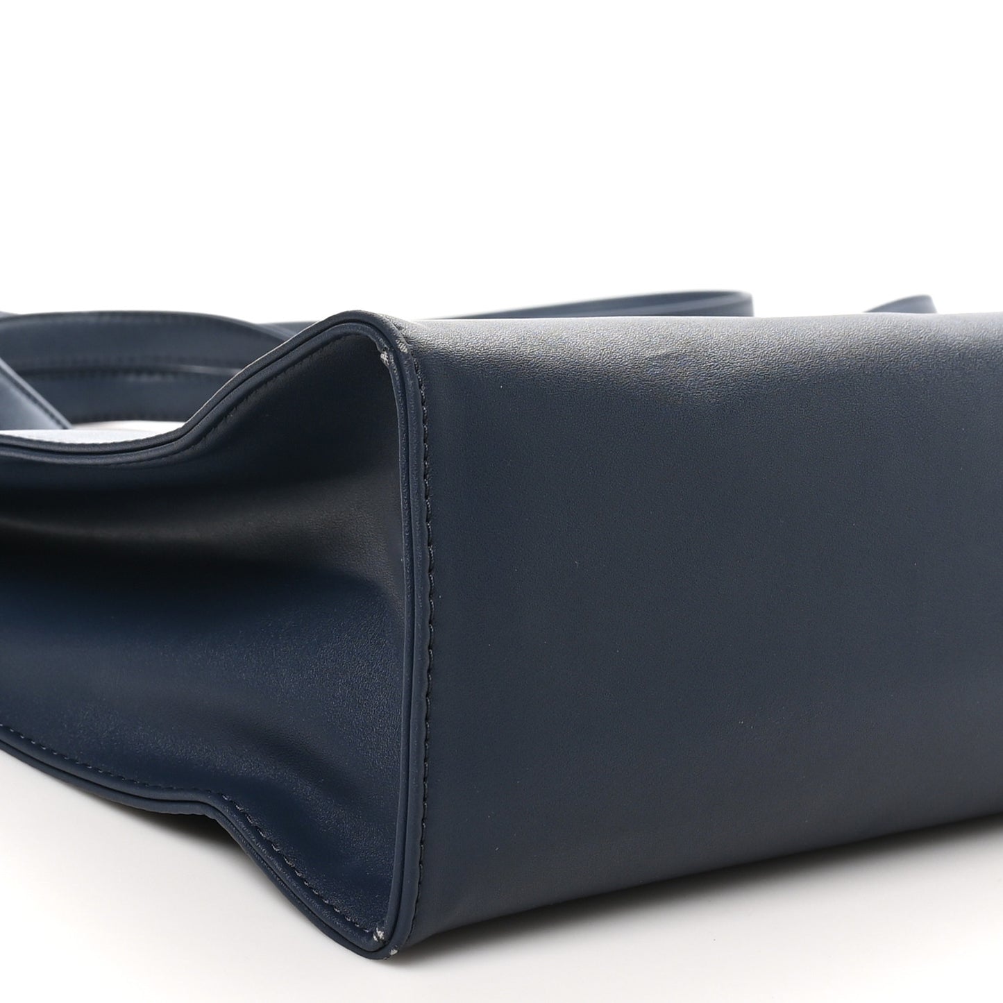 Vegan Leather Medium Shopping Bag Navy