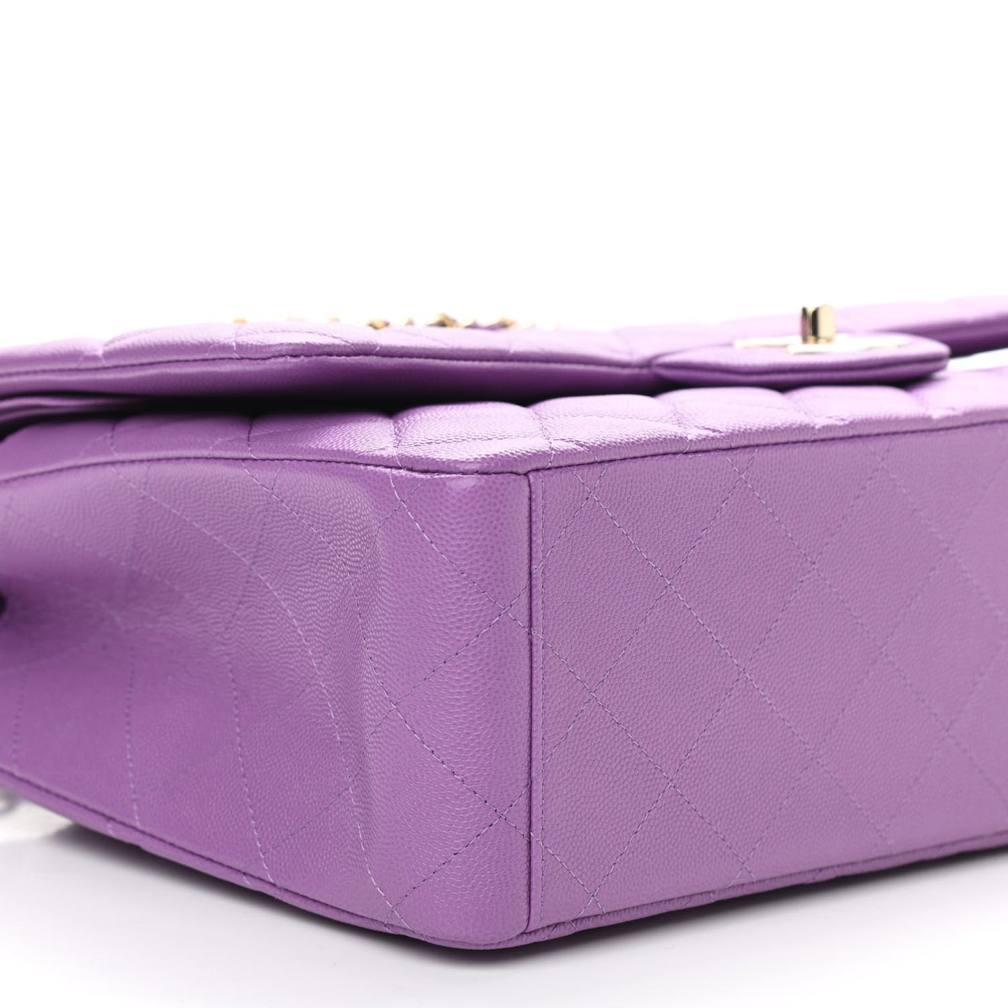 Caviar Quilted Maxi Double Flap Purple