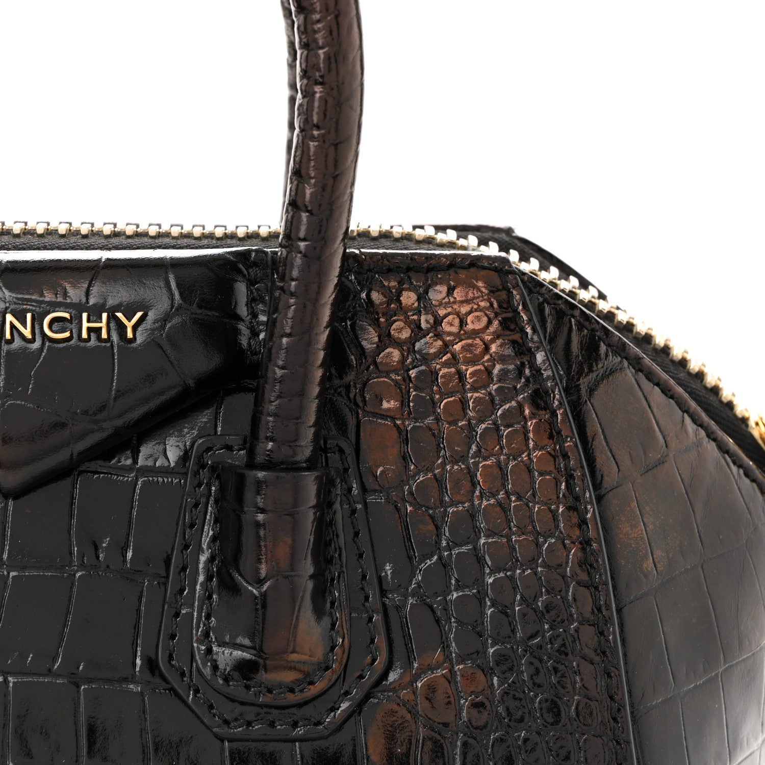 Givenchy Calfskin Crocodile Embossed Mini Antigona Black 11 of 11
