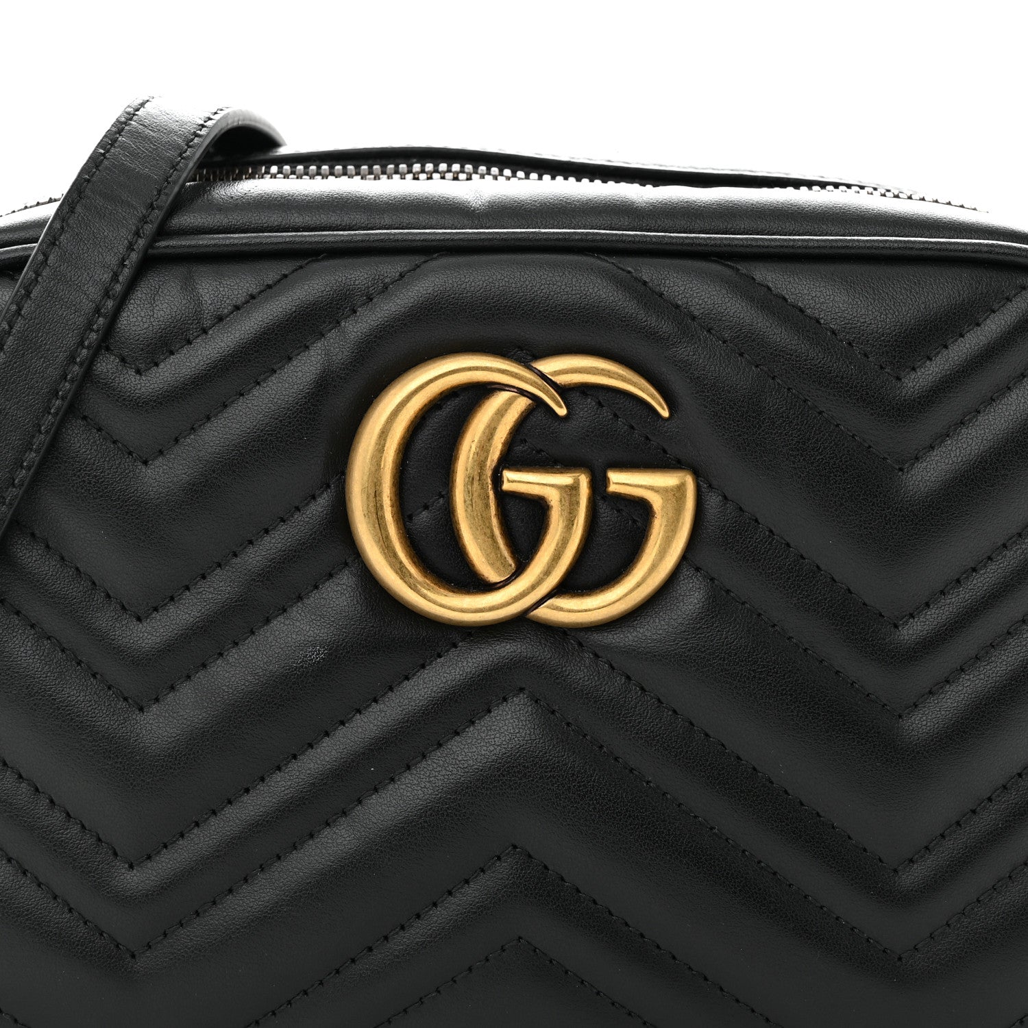 Gucci Calfskin Matelasse Small GG Marmont Chain Shoulder Bag Black 9 of 14